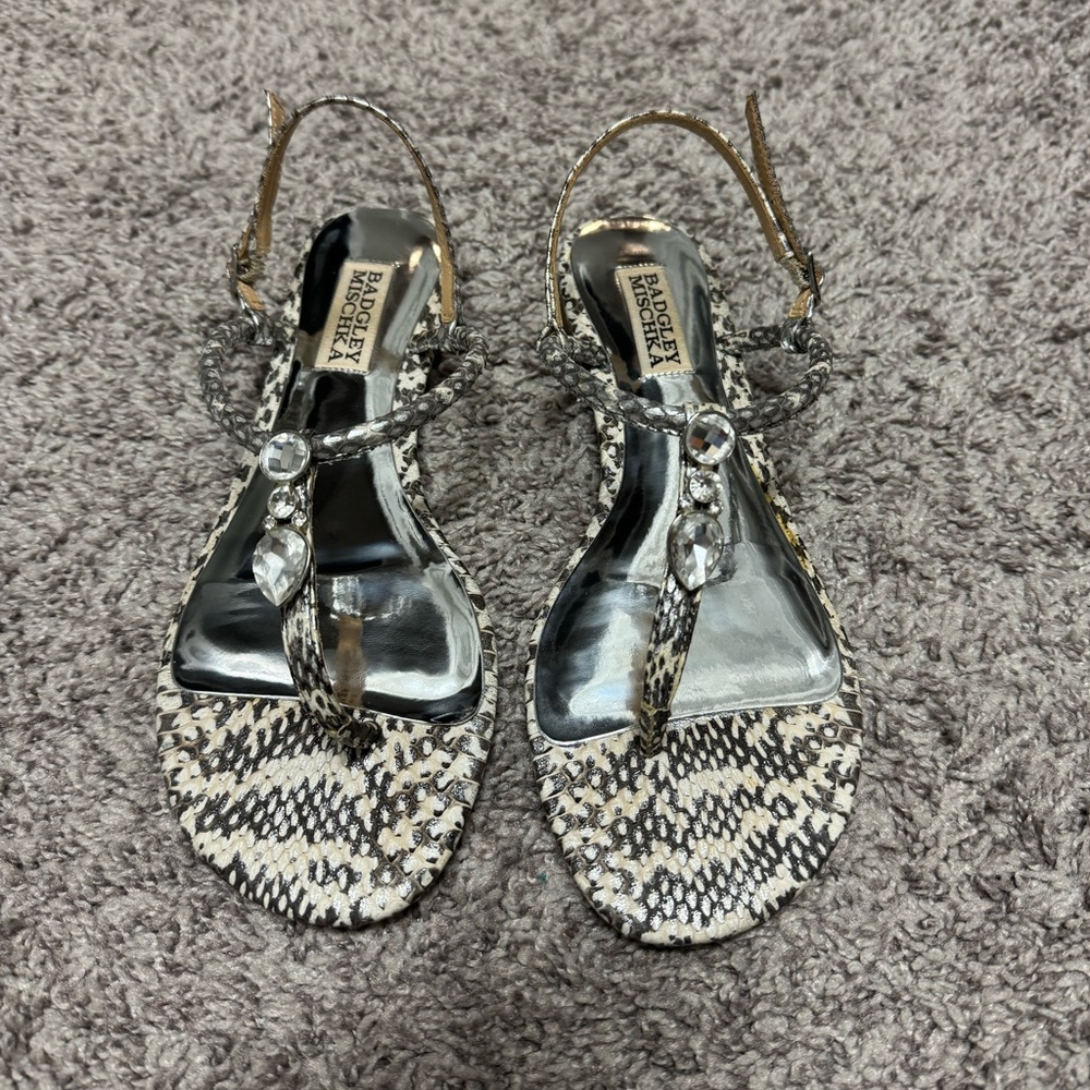 Excellent condition snakeskin Badgely Mischka sandals.